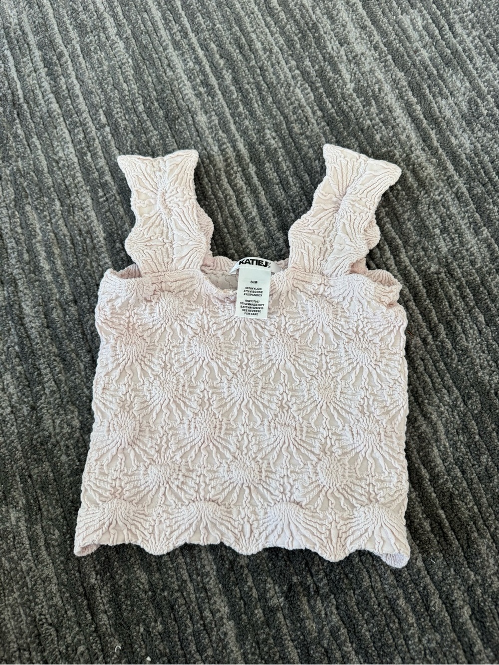 Katie J NYC Tween Mazie Textured Popcorn Floral Crop Tank